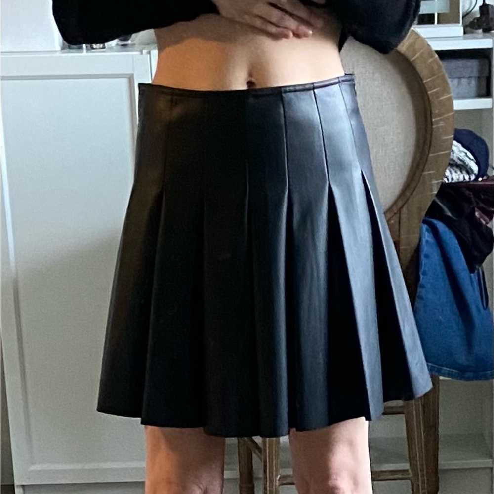 Topshop Faux Leather Pleated Mini Skirt